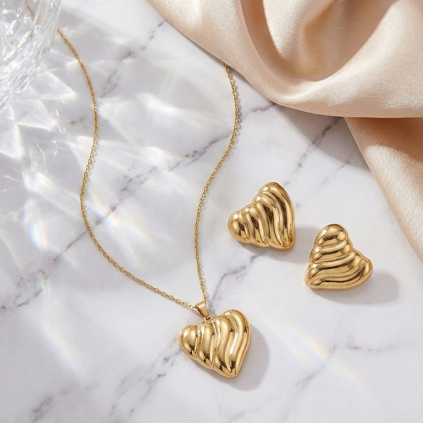 Golden Wave Heart Set