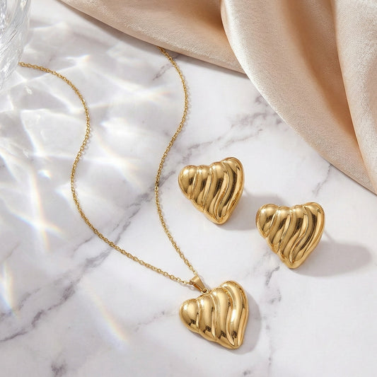 Golden Wave Heart Set