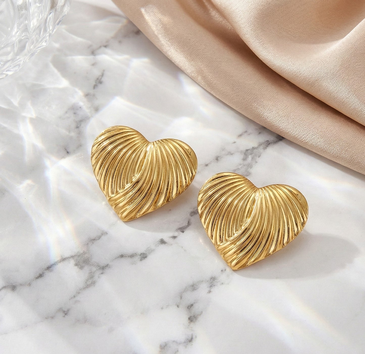 Ripple Heart Studs