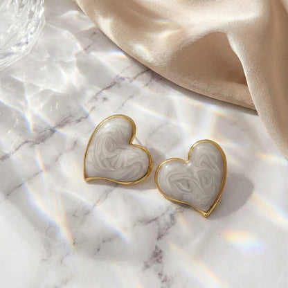 Marbled Heart Studs