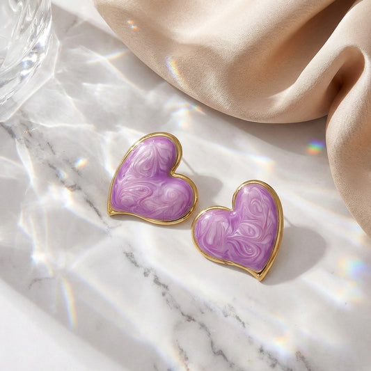 Marbled Heart Studs
