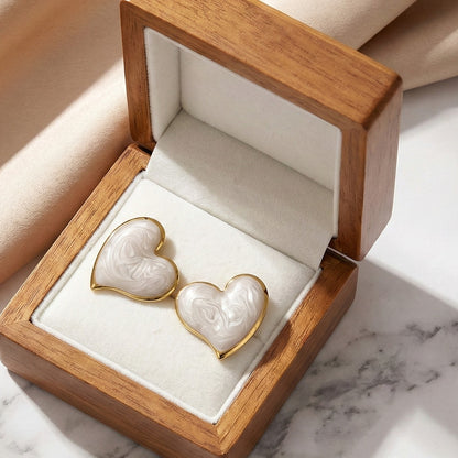 Marbled Heart Studs