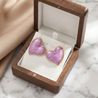 Marbled Heart Studs