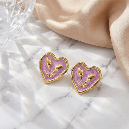 Blooming Heart Studs