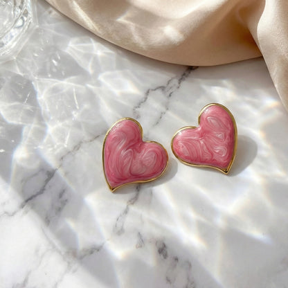 Marbled Heart Studs