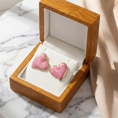 Marbled Heart Studs