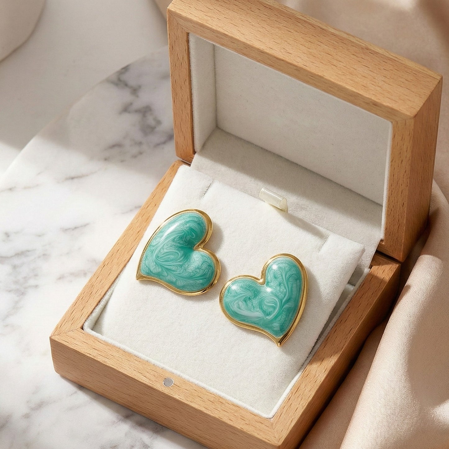 Marbled Heart Studs