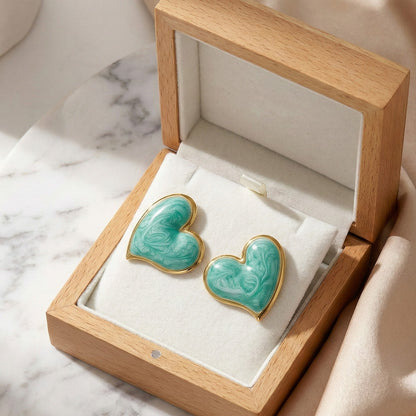 Marbled Heart Studs