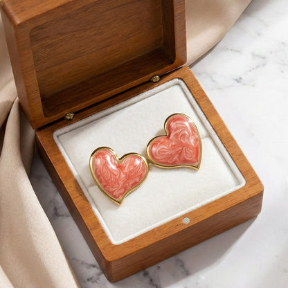 Marbled Heart Studs