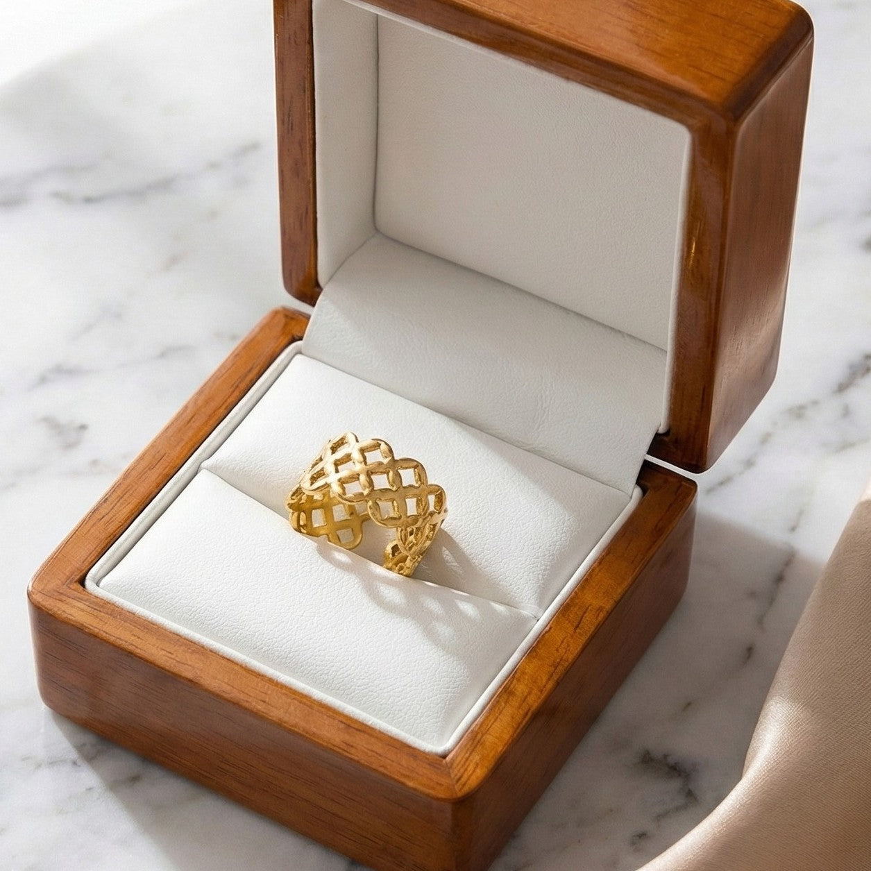 Gilded Lattice Ring