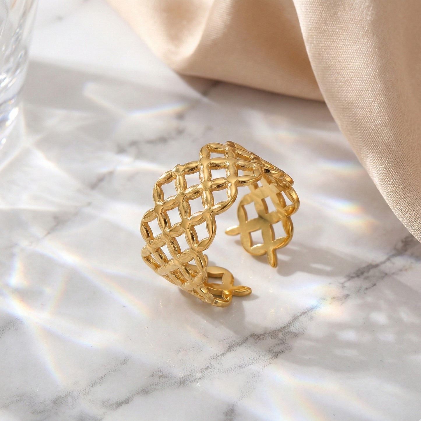 Gilded Lattice Ring