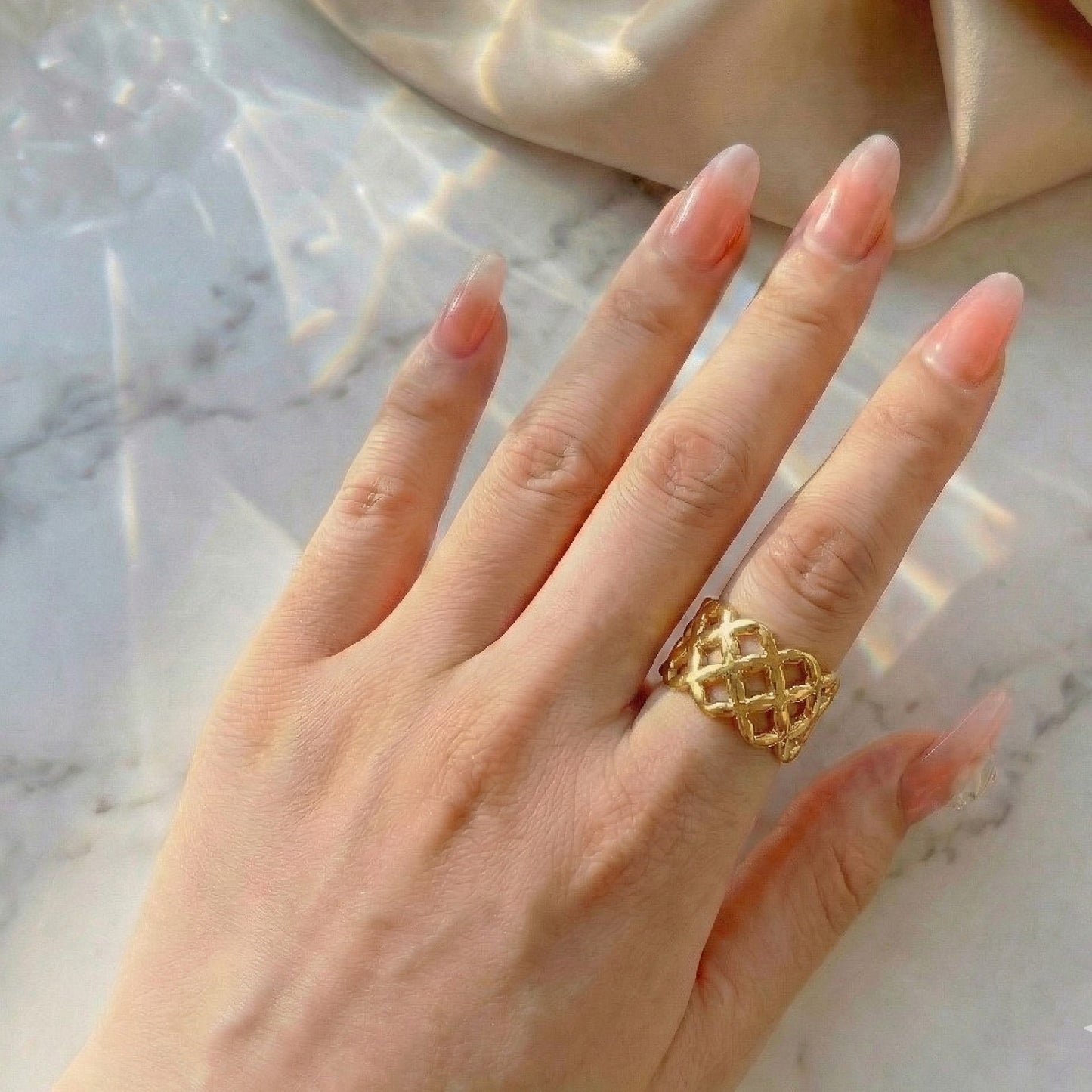 Gilded Lattice Ring