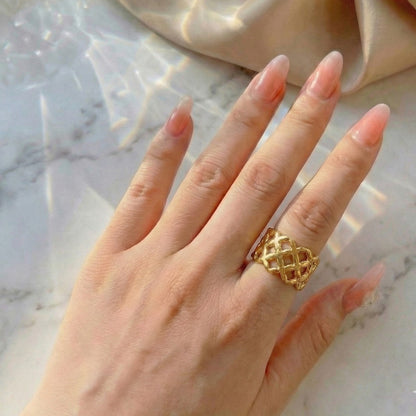 Gilded Lattice Ring