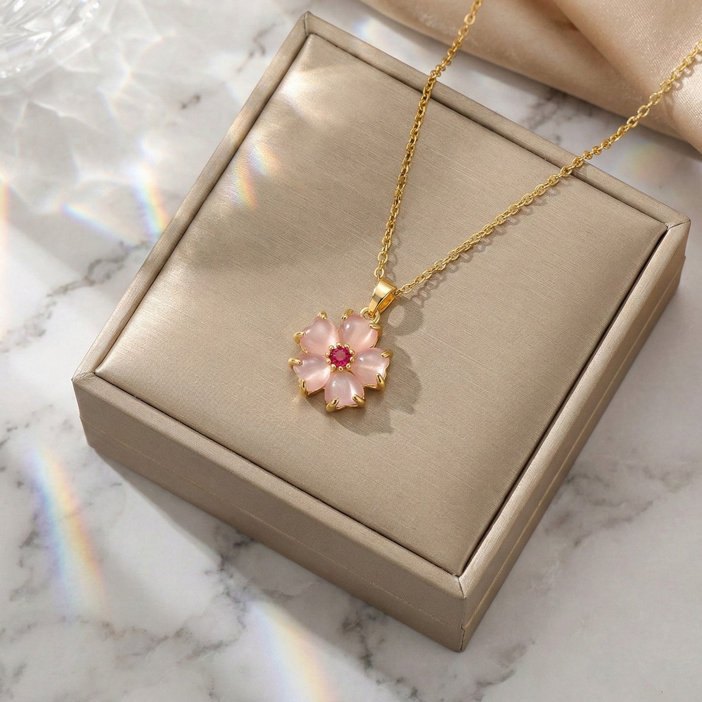 Golden Sakura Necklace