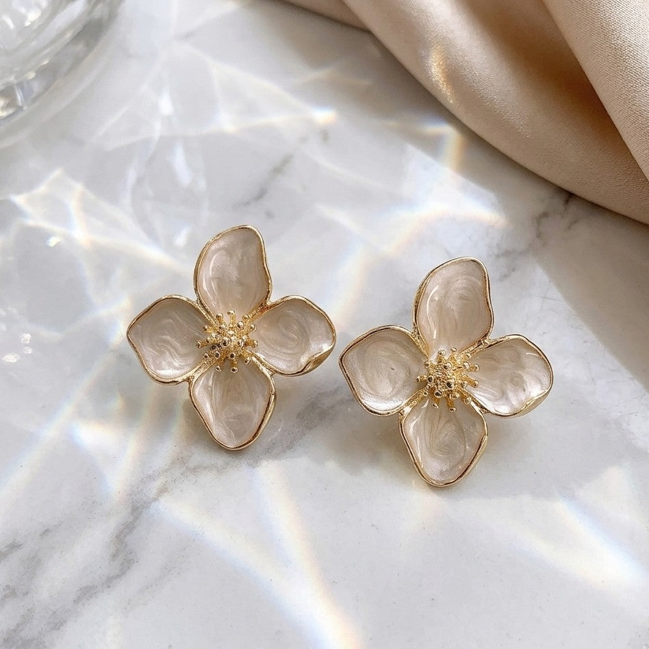 Marble Blossom Studs