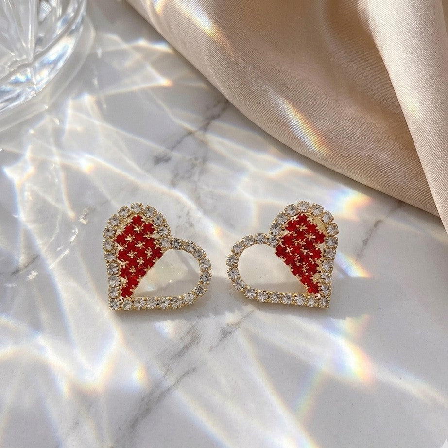 Ruby Heart Studs