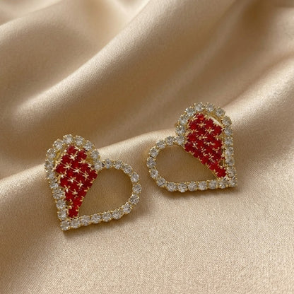 Ruby Heart Studs