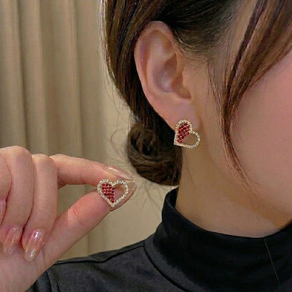 Ruby Heart Studs
