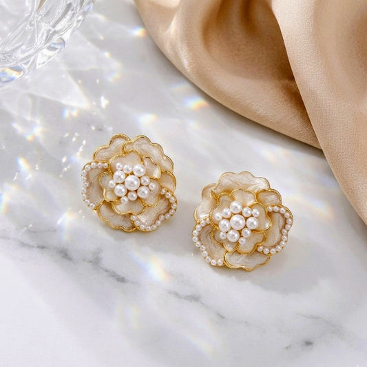 Ivory Rosette Studs