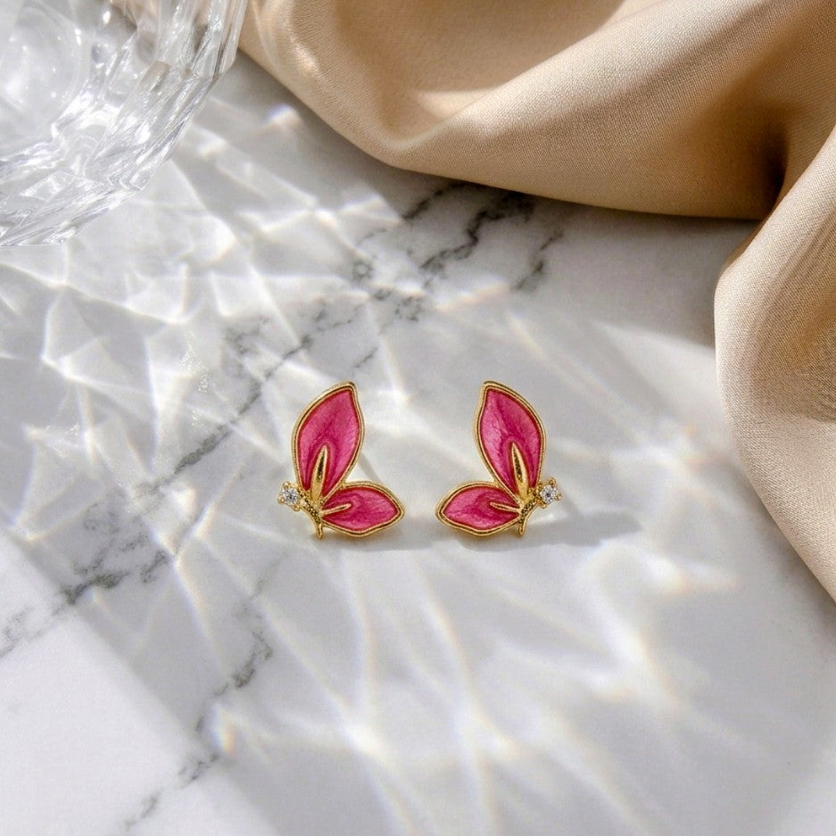 Fuchsia Flutter Studs