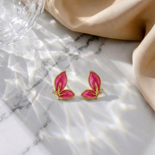 Fuchsia Flutter Studs
