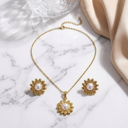 Golden Daisy Pearl Set