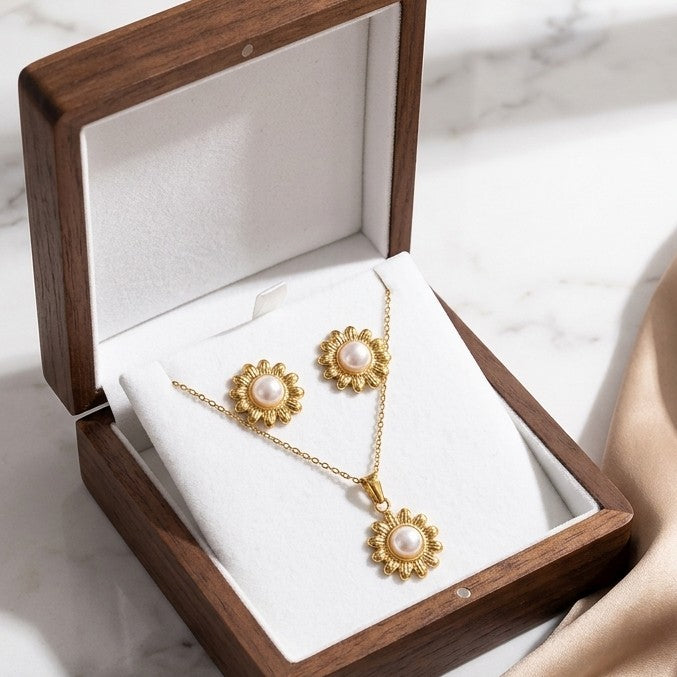 Golden Daisy Pearl Set