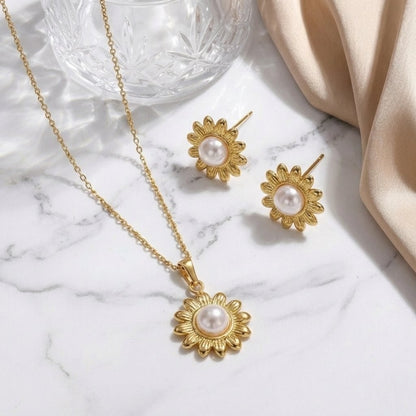 Golden Daisy Pearl Set