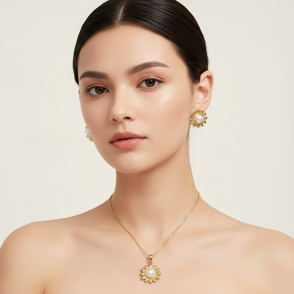 Golden Daisy Pearl Set